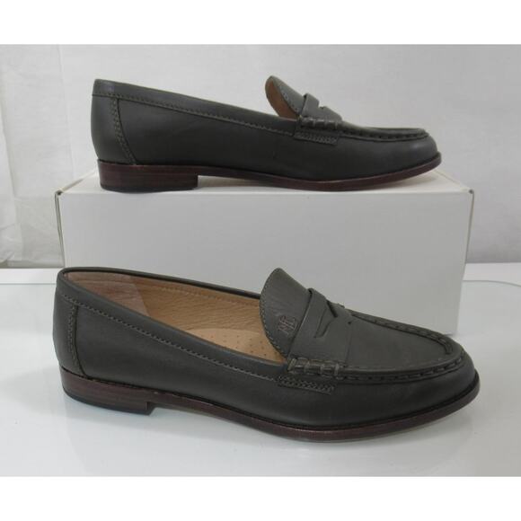 Women's LAUREN Ralph Lauren Wynnie Leather Penny Loafer Olive Green - Picture 3 of 11